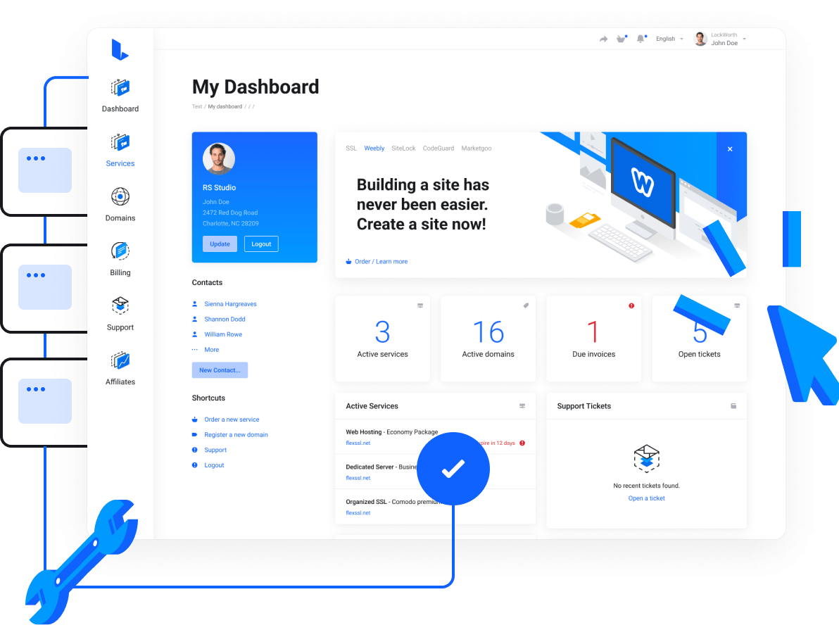 Domains + Cloud Hosting + Pro Email + More - Super easy control panel to manage all your services